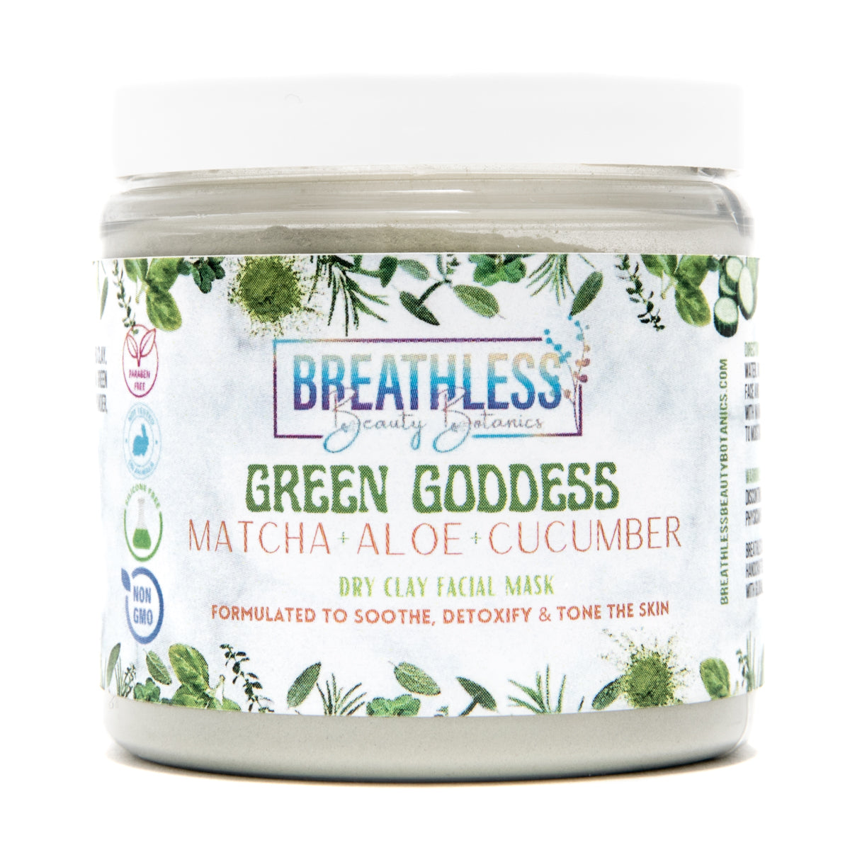 Green Goddess Matcha + Aloe + Cucumber Dry Facial Mask